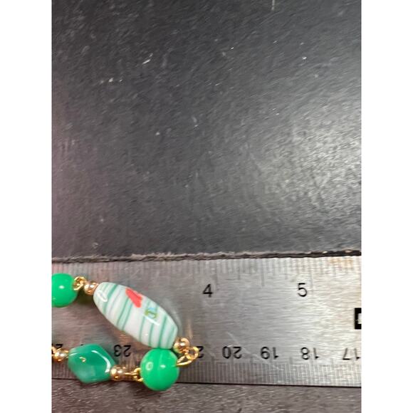 Vintage 32" Italian Murano Art Glass Green Floral Beaded Necklace - Picture 13 of 15